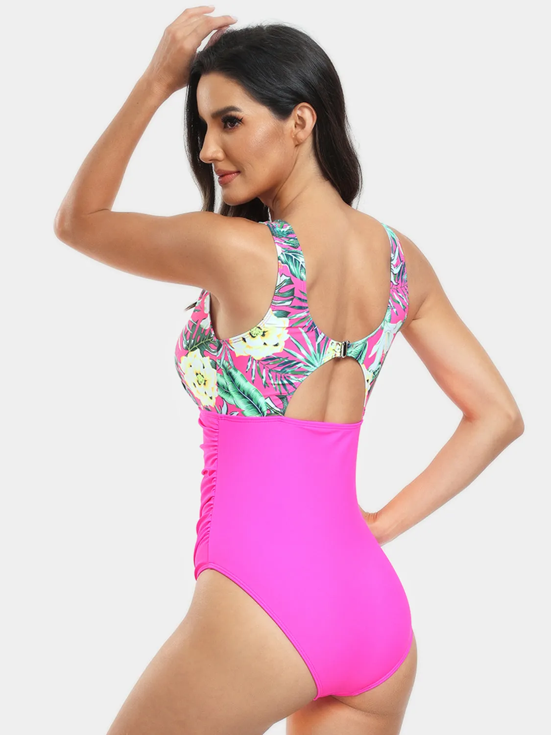 Sunset Vacation  Cutout Printed Round Neck One-Piece Swimwear