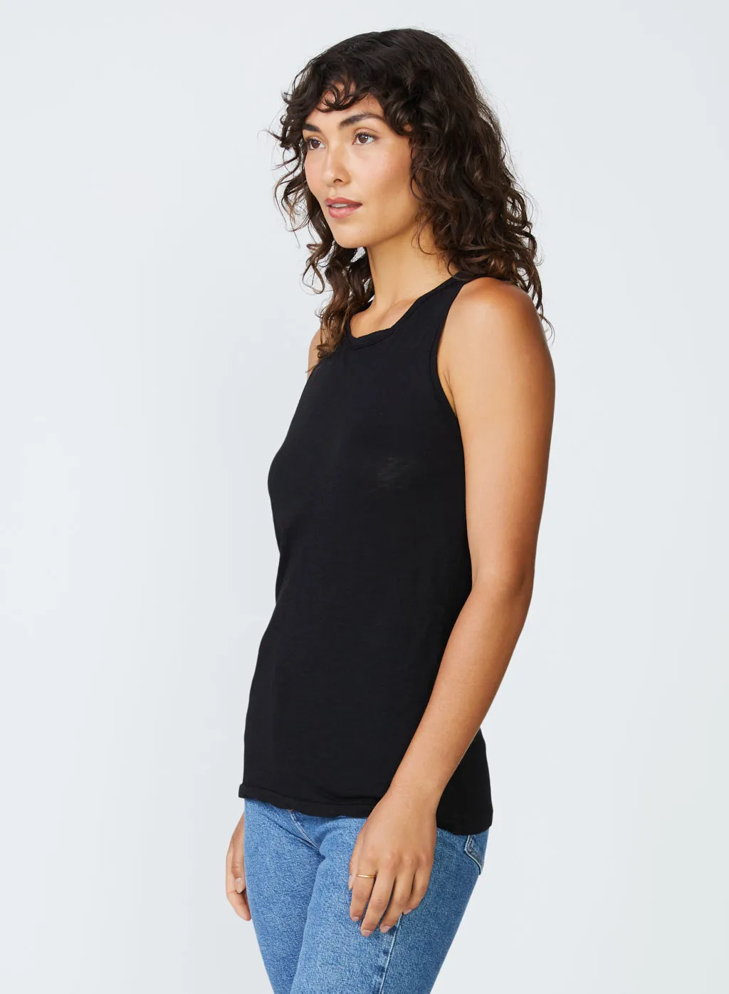 Supima Slub Jersey Racerback Tank Top in Black