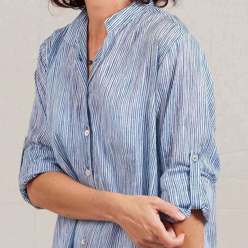 Suri Navy Button Down Beach Tunic