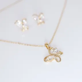 Swarovski Crystal Butterfly Bridal Jewelry, Bridesmaid Earrings And Necklace, Crystal Earrings, Maid Of Honor Gift Cz