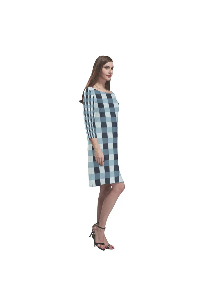 Tartan Turquoise Rhea Loose Round Neck Dress