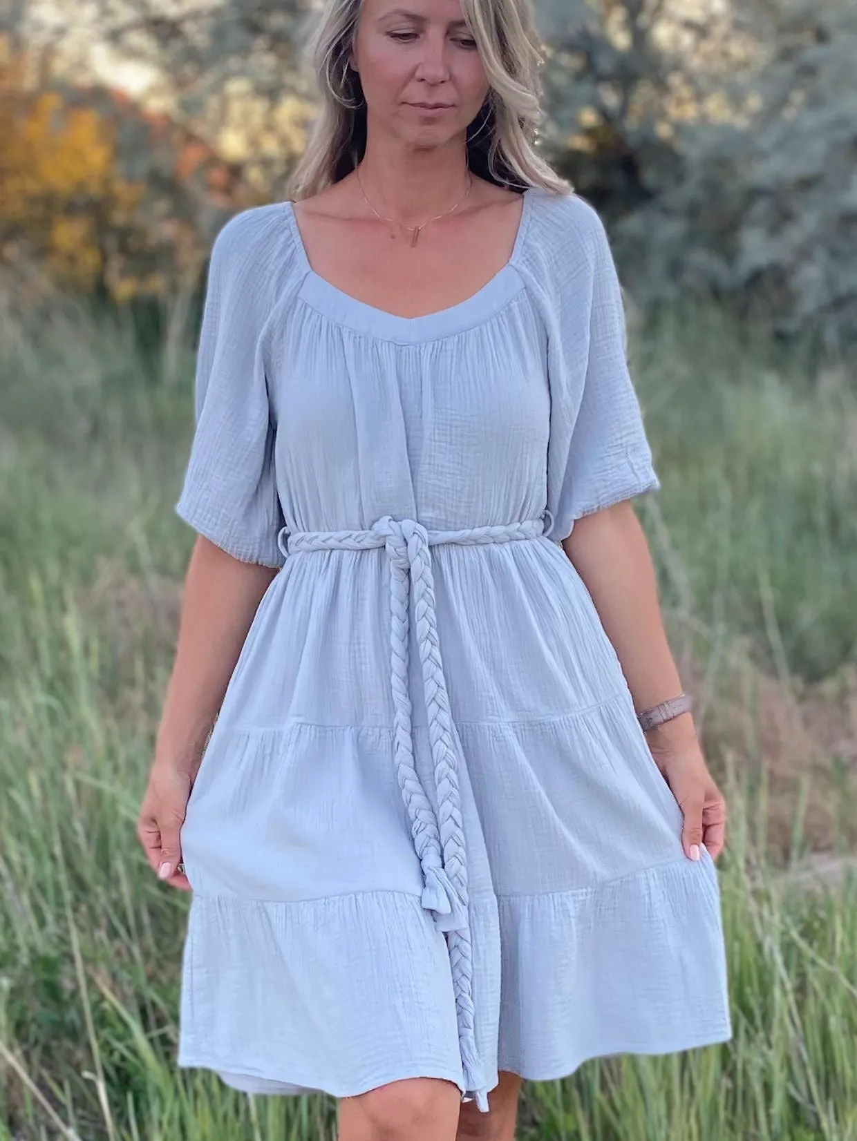 Tessa Dress in Pastel Blue