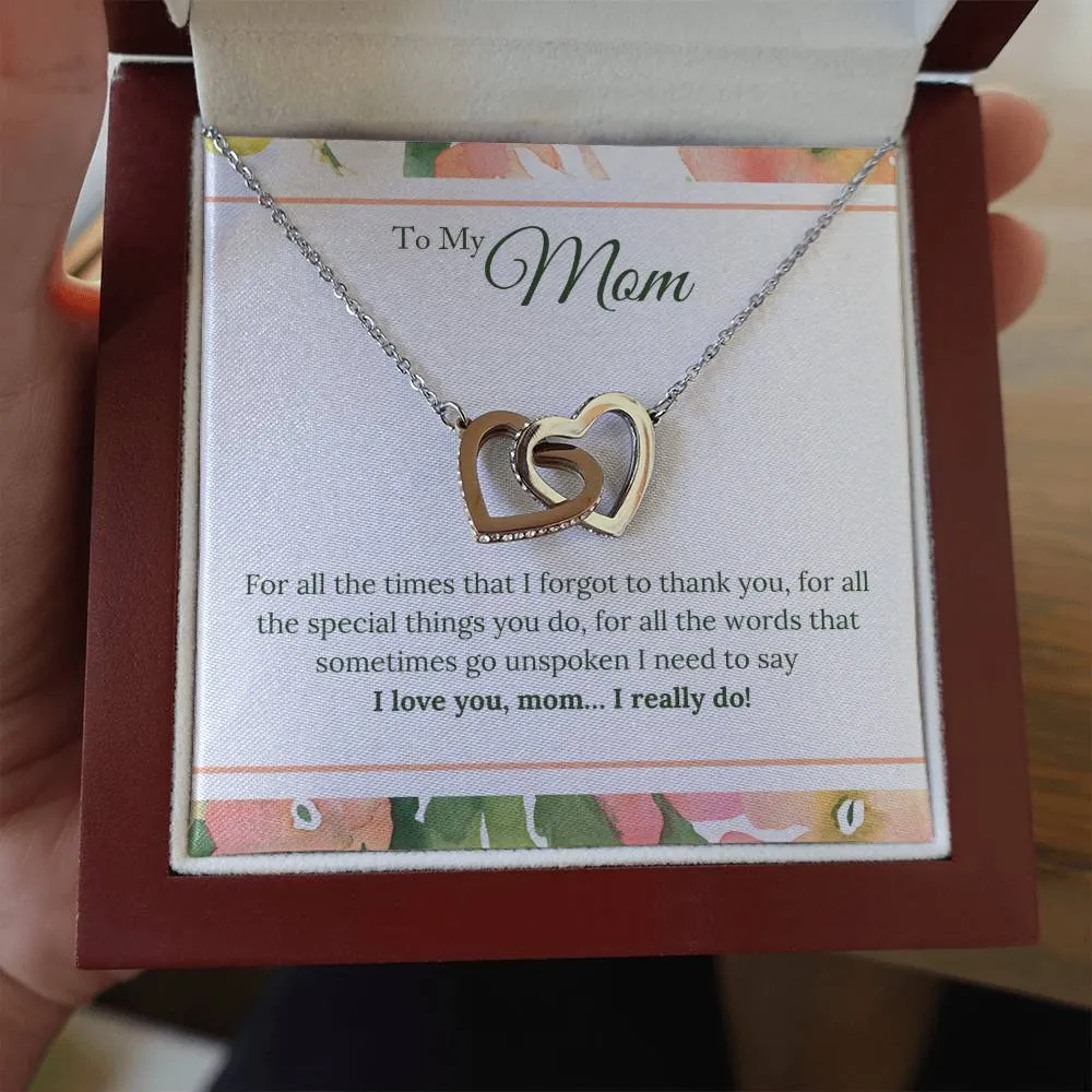 To My Mom Necklace from Son/Daughter, I Love You Mom...