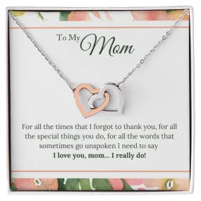 To My Mom Necklace from Son/Daughter, I Love You Mom...