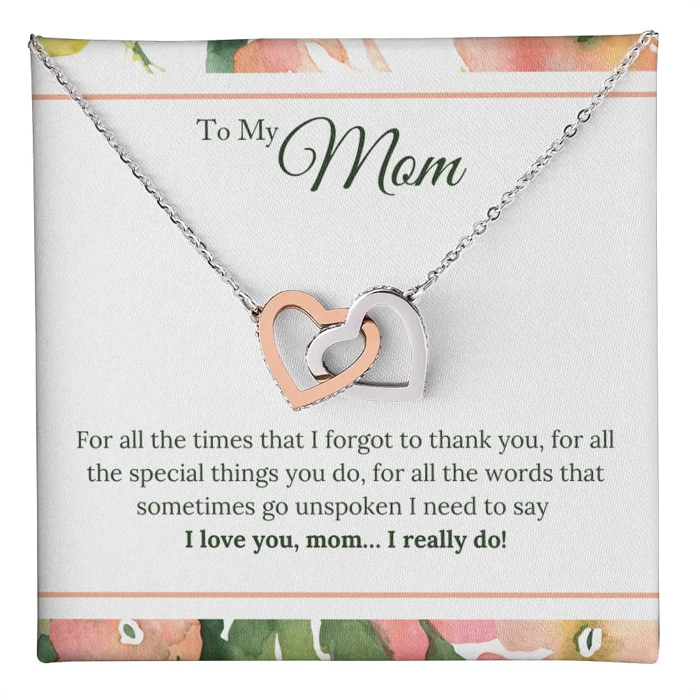 To My Mom Necklace from Son/Daughter, I Love You Mom...