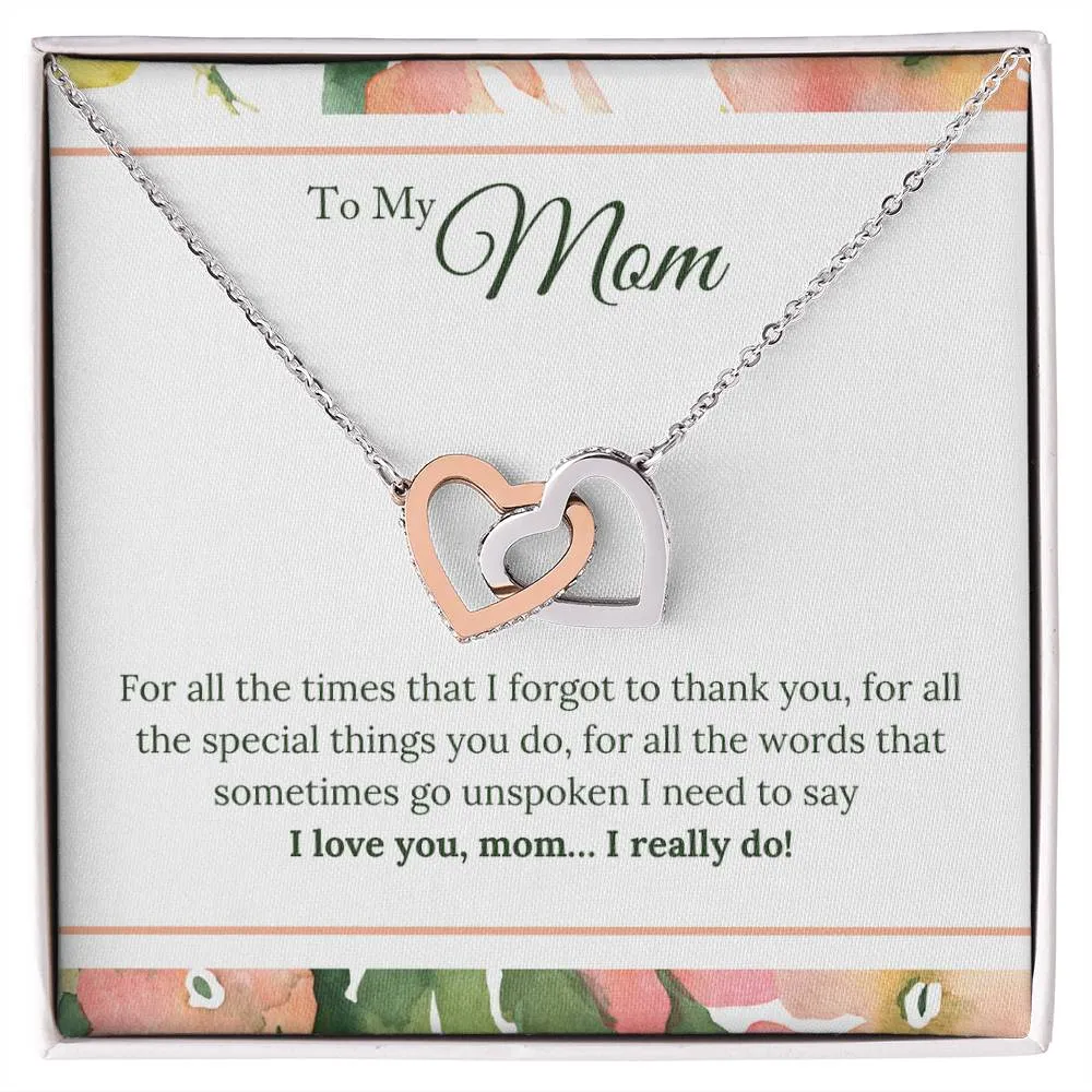 To My Mom Necklace from Son/Daughter, I Love You Mom...