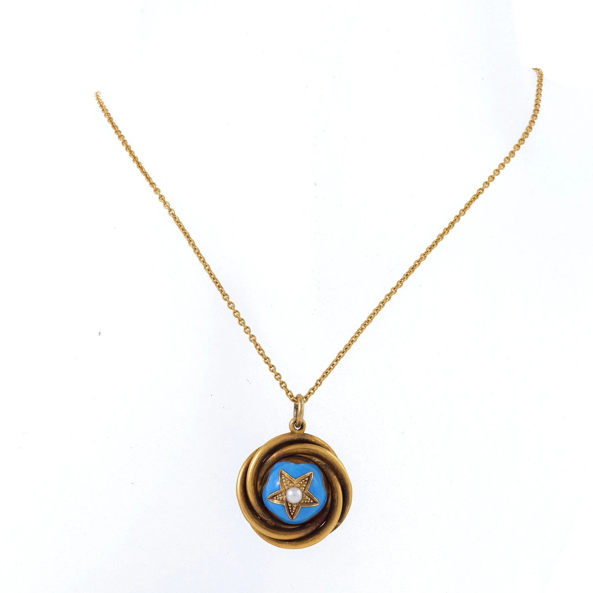 Turquoise Enamel, Diamond and Pearl Pendant Necklace and Bracelet