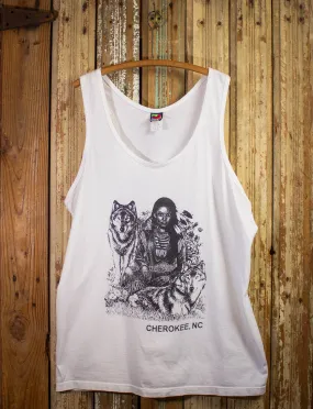 Vintage Cherokee, NC Graphic Tank Top 90s White 3XL