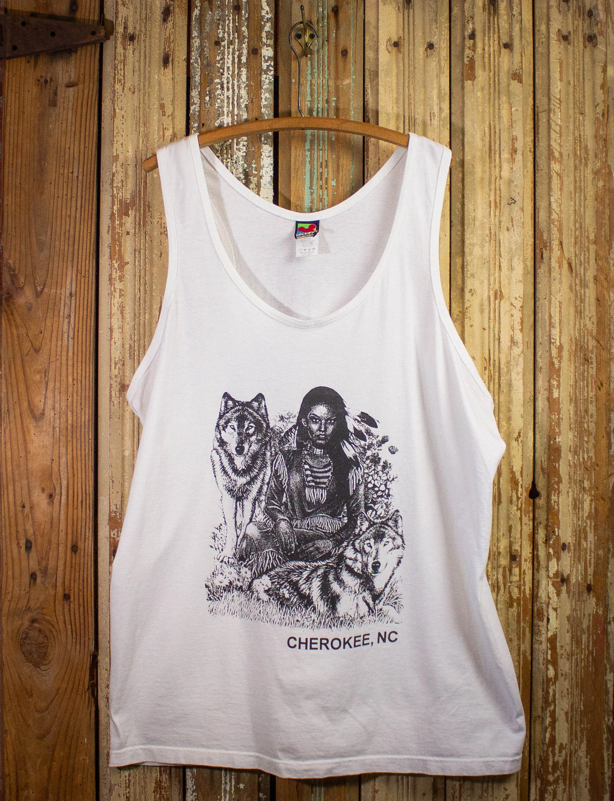 Vintage Cherokee, NC Graphic Tank Top 90s White 3XL