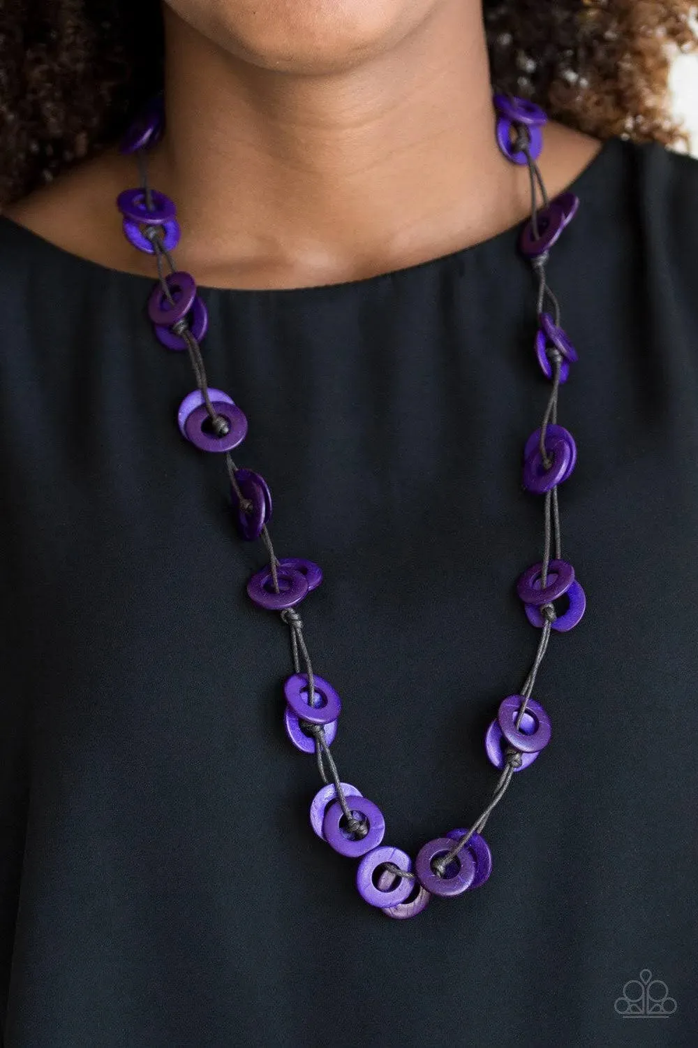 Waikiki Winds - Purple Wooden Necklace