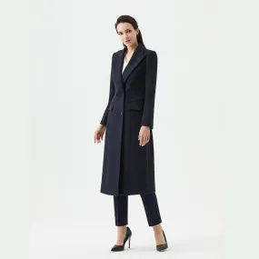 Women Navy blue Wool Coat,Long wool coat,Business wear,Wool Overcoat,Wool Long Coat,Winter Coat,Women Outerwear,Wool Trench Coat,Vivian7