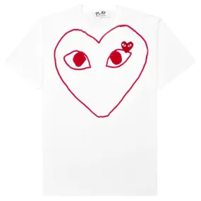 Women's Red Emblem Heart Sketch Tee - White