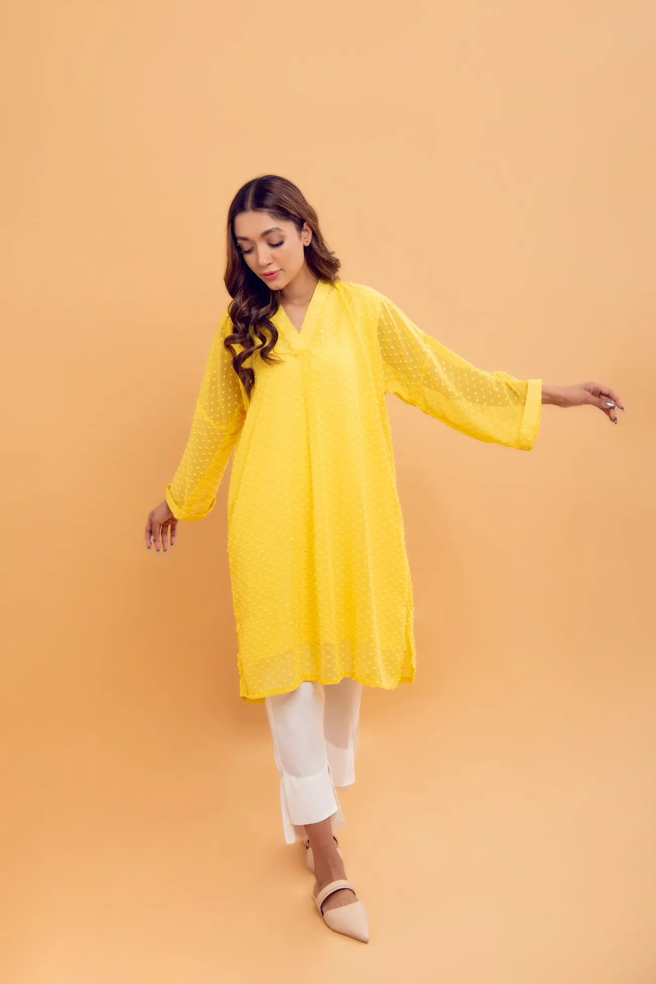 YELLOW TEXTURED TUNIC