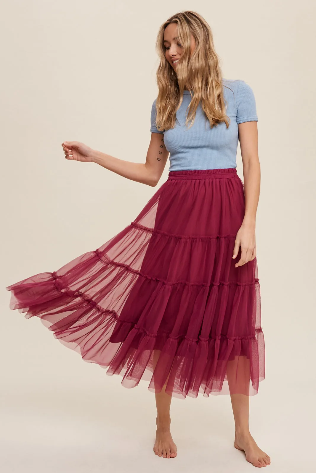 Your Favorite Tiered Mesh Flouncy Skirt