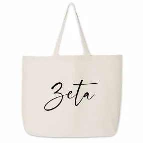 Zeta Tau Alpha Script Writing Nickname Canvas Tote Bag