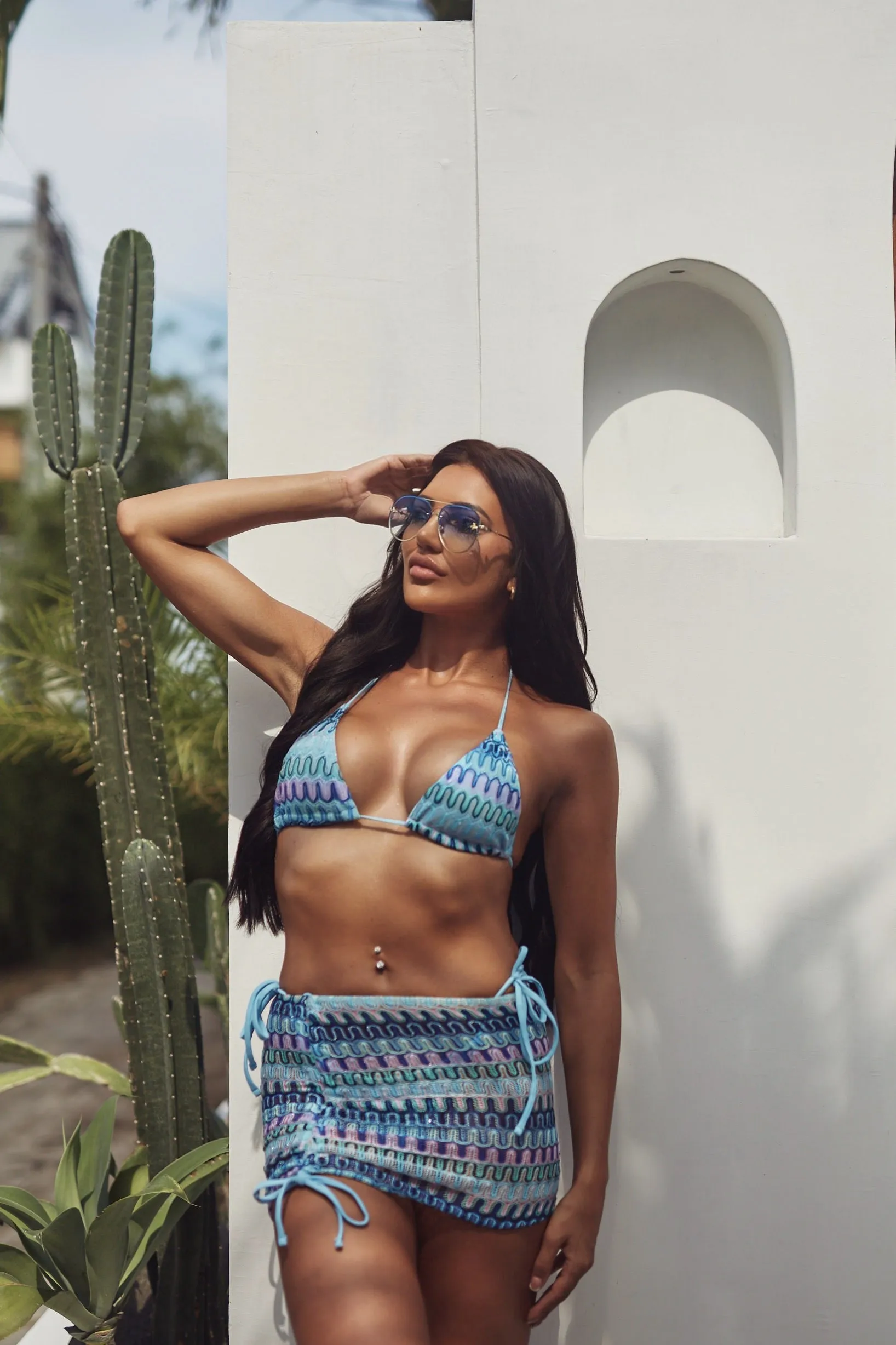 Zig Zag 3 piece Bikini set (Blue)